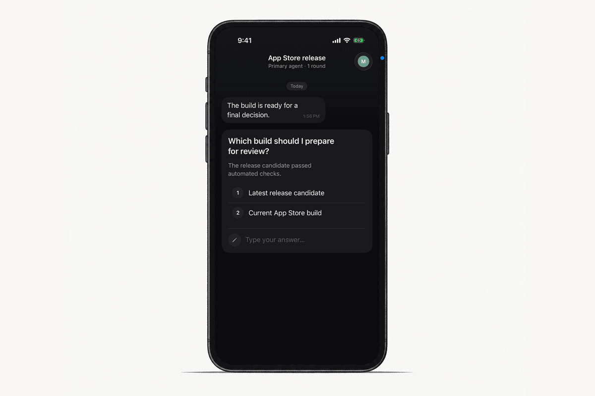 A pending question in the Notifex app with three answer options