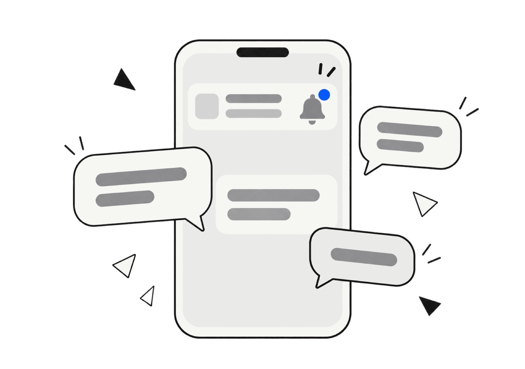 Illustration of a phone receiving a push notification from an agent